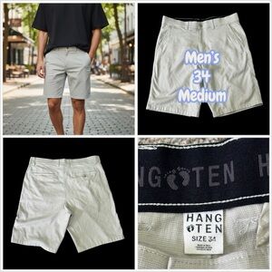 Men's Hang Ten 34 M Medium Khakis Chino Khaki Shorts Hybrid Casual Stretch Golf